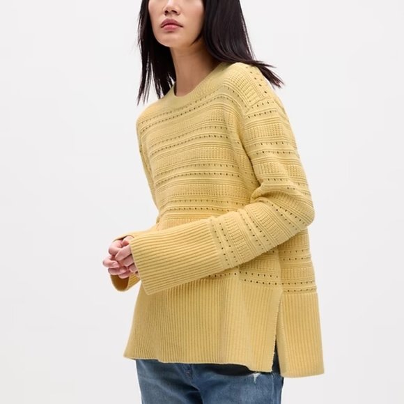 GAP Relaxed Navy/white-striped Mixed-Stitch Tunic Sweater/ NWT / Small - Picture 10 of 13